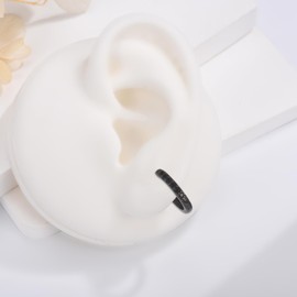 Sterling Hoop Earrings for Women, Black Small Huggie Hoop Earrings | Hypoallergenic Cubic Zirconia Hoops Earrings Jewellery Gifts for Girls Birthday Wedding