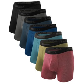 BAMBOO COOL Mens Underwear Comfy Boxer Briefs Breathable Anti-Chafing Underwear with Fly 7 Pack