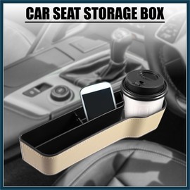 TUCKBOLD Car Seat Gap Storage Box Seat Gap Filler Front Passenger Side Beige Automotive Parts