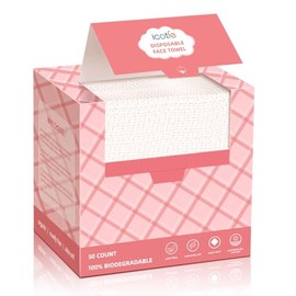ICOTLE- Toalla facial grande: incluye 50 toallas faciales desechables en 1 paquete; cada toalla mide 10 x 12 pulgadas; el tamaño grande absorbe eficazmente la humedad, dejando su rostro fresco y seco