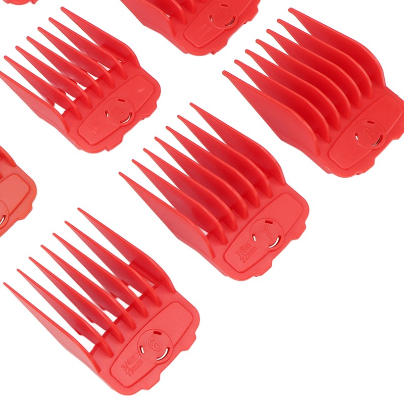 10pcs Professional Hair Clipper Guide Comb Red Hair Trimmer Cutting
