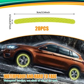 Tecledsn 20PCS Reflective Rim Decal Stickers, Night Safety Warning, Universal for Motorcycles (Green)