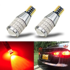 iBrightstar 9-30V Flashing Strobe Blinking Brake Lights 912 921 W16W T15 906 LED Bulbs with Projector Replacement for Tail 3rd Brake Stop Lights, Brilliant Red