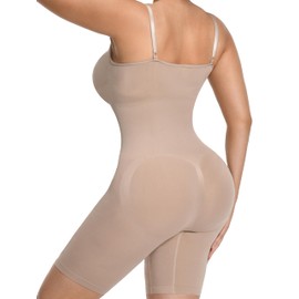 GOLD CARP Women Shaping Bodysuit Shapewear Tummy Control Full Body Shaper Butt Lifter Thigh Slimmers Shorts Waist Trainer Vest Adjustable Straps Beige S