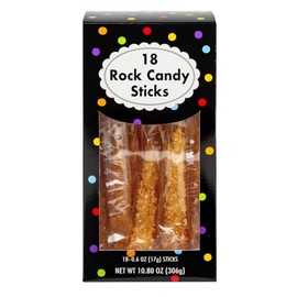 Amusemints Rock Candy Individually Wrapped Sticks (Gold) - 18 PC Box - Colorful Hard Candy, Perfect for Parties, Gifting & Nostalgic Treats