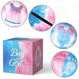 Baby Gender Reveal Pull Out Game Box, Cast Your Vote Games Invitations Supplies with 40 Ballot Cards, Boy Or Girl, Gender Reveal Supplies,Pink and Blue