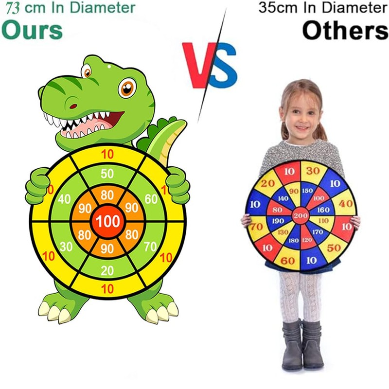 RHQFDM Dinosaur Cartoon Dartboard 73 cm Dinosaur Dart Game Set