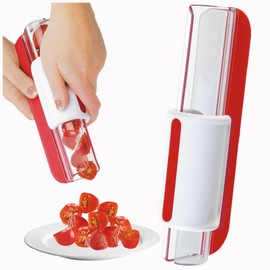 Grape Cutter, Tomato Slicer Cutter Grape, Multi-Function Grape Slicer Strawberry Slicer, Small Cherry Cutters Slicers Cut in Half, Kitchen Accessories Fruit Slicer Tool for Tomatoes Salad (Red)