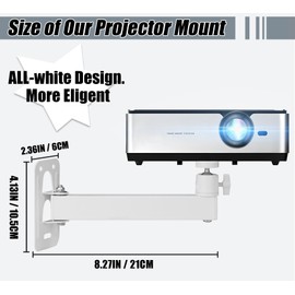 2-Be-Best Projector Wall Mount Mini Projector Mount Length 7.87IN / 20CM Wall Projectors Mounts Adjustable Bracket 1/4" M4 M6 Screw Size Upgraded White