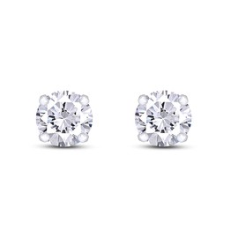 4mm Round Cut Cubic Zirconia Stud Earrings in 14k White Gold Over Sterling Silver