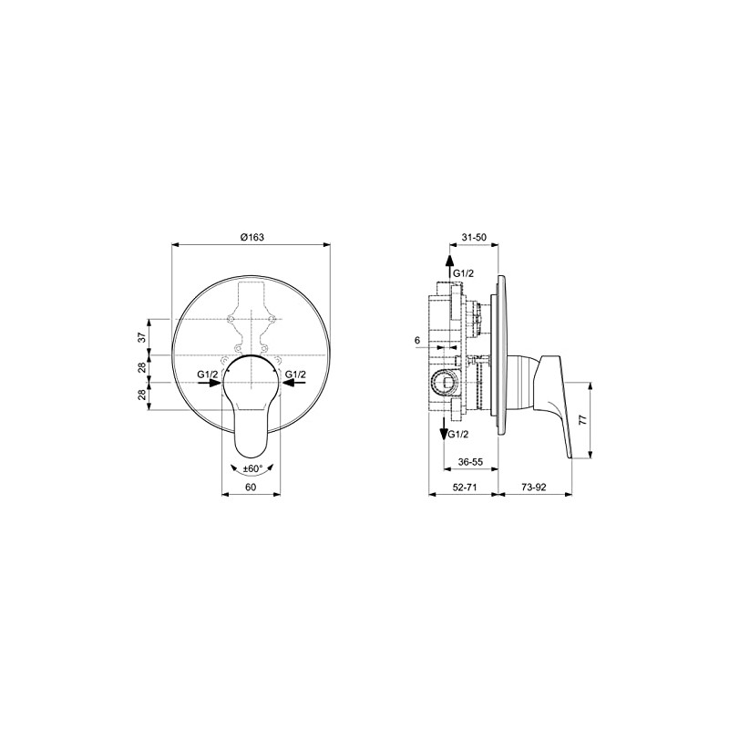 Ideal Standard BD569AA Cerabase Shower Faucet, Chrome-Plated, Unterputz|kit 2