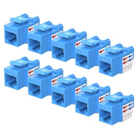 Cable Matters [UL Listed] 10-Pack 10Gbps Cat6 Keystone Jacks, RJ45 Keystone Jack, Ethernet Keystone Jack in Blue for Patch Panel and Wall Plate