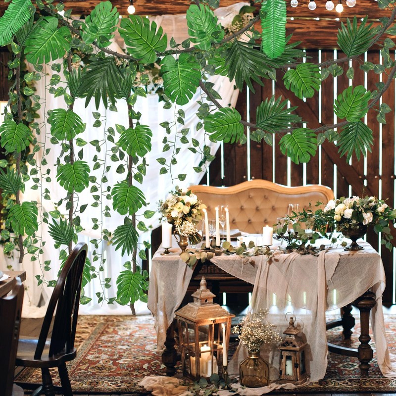 HIYZI 47 Pcs 20 ft Jungle Theme Party Decorations Set
