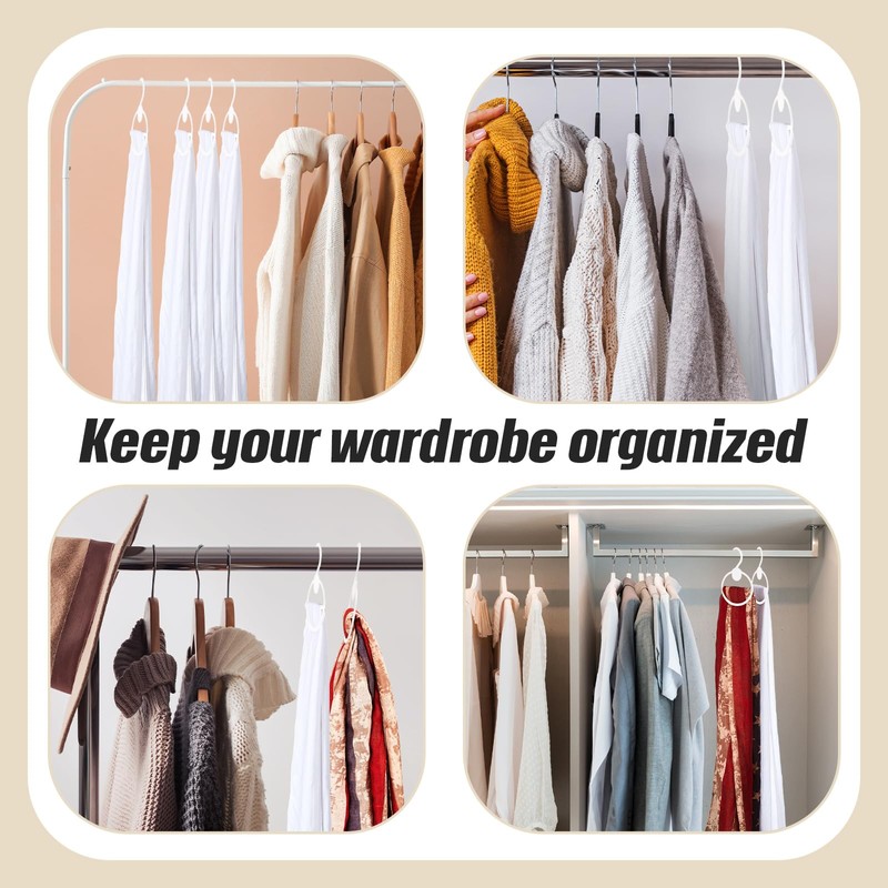 FoldTier 50 Pcs Scarf Hanger Plastic Holder Organizer Space Saving