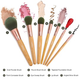 Miracos Makeup Premium Cosmetic Face Makeup Brushes Set with Bag 7 Pcs - Synthetic Hair