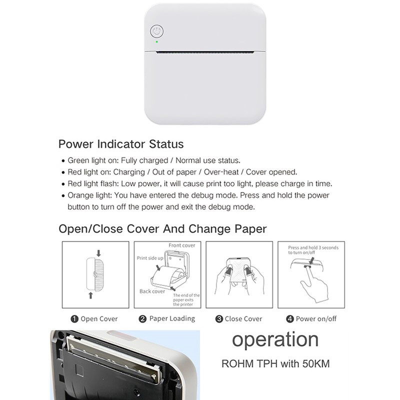 Mini Pocket Thermal Printer Multifunction Portable Sticker Maker 203DPI Instant