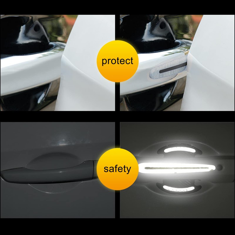 LANZMYAN Car Door Handle Protector Reflective Sticker Universal Auto Carbon