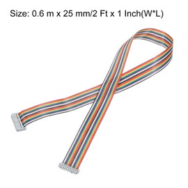 MECCANIXITY IDC Rainbow Wire Flat Ribbon Cable 2.54mm Pitch 20 Pin Connection Line FC Dual Female Gray Connector for DIY Experiment 3.3 Ft Length 2 Pcs