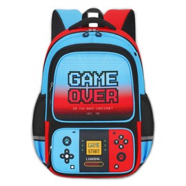 WIFILLET School Backpack for Boys, Gamer Backpack for Boys Kids Teens, 17" Video Game Bookbag for Elementary Middle School Ages 6-16