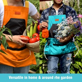 Raisingwell Gardening Apron with Pockets for Women, Adjustable, Ergonomic, Water-resistant, Washable, Garden Harvest Pouch with Quick Release Pockets (Sky BLue)