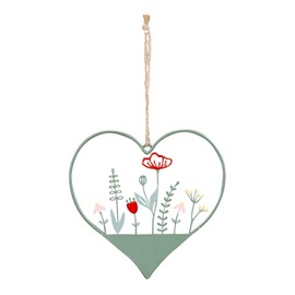 Metal Sign Spring 15 x 15 cm Decorative Sign Heart Green Meadow Door Sign Wall Picture Decoration Spring Picture Easter Decoration