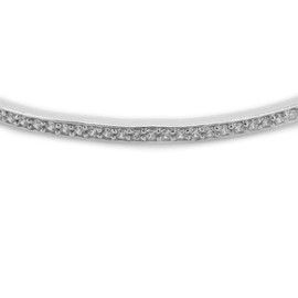 Vanbelle Sterling Silver Jewelry Curved Bar Bracelets with Cubic Zirconia Stones and Rhodium Plated for Women - Valentine's Day Bracelets