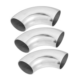 A ABSOPRO 3pcs OD 2 Inch 90 Degree Mandrel Bend Elbow SS304 Stainless Steel Bend Tube Exhaust Elbow Pipe for Car Arc Length 165mm Silver Tone Item Replacement