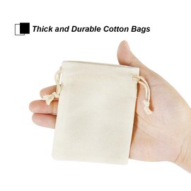 HRX Package 20pcs Little Muslin Bags 3x4 inches, Double Drawstring Cotton Jewelry Pouches Empty Sachet for Mini Gift Party Favors DIY