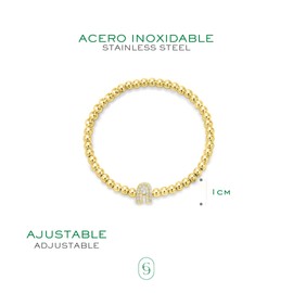 CLEPSIDRA® Pulseras de mujer personalizadas con inicial de acero inoxidable. Brazalete ajustable uso diario. Regalos para mujer, pulseras para mamá, novia o amiga. Joyeria y Accesorios para dama con dijes de la A-Z. Jewelry Gift