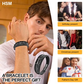 HSM Bracelets for Men – Premium Leather Bracelet for Men with Stainless Steel Anchor