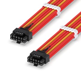 EZDIY-FAB 16AWG PCI-e 5.0 12VHPWR PSU Sheathed Cable, 600W 12+4 Pin Male to 12+4 Pin Male Cable for RTX4070Ti Super,4080 Super,4090.60cm/23.62in Red Yellow