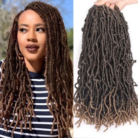 Xtrend 6 Packs New Faux Locks Crochet Hair Long Synthetic Faux Locks Braids Hair 18 Inch Natural Wavy Dreadlock Crochet Hair Extensions For Women 21Strands 1B/27#