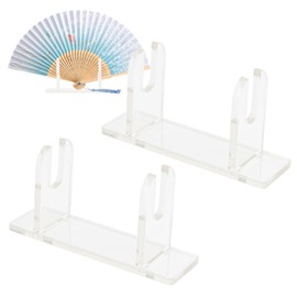KINCHYGO, 3 Pack Acrylic Fan Display Stands Small Handheld Folding Fans Holder Easel Clear Shelf Base for Home Decoration (4.5x2.3x1.3 in)