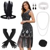 PLULON 1920s Flapper Dress with Sequins, Beads, Fringe and 20s