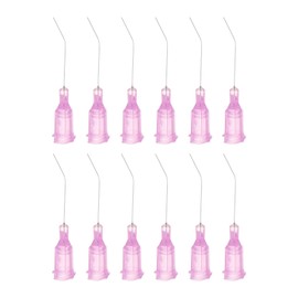 sourcing map 12pcs Blunt Tip Dispensing Needles, 30 Gauge 45 Degrees Bent Dispensing Tips 1" End Angled Dispenser Needle with Luer Elbow Blunt Needle for Oil or Glue Applicator, Purple