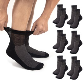 CYMNER diabetiker socken,diabetikersocken damen, (DE/NL/SE/PL, Alphanumerisch, XL, Regular, Regular, 6, Black)