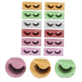 WOONEKY 12pairs Vivid Decorative Dense False Eyelashes for Makeup Natural Look Easy to Apply Suitable for Personal and Professional Use Set with Yellow Green Purple Silver Pink