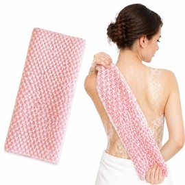1Pcs Japanese Exfoliating Towel, Silver lon Exfoliating Shower Towel, Back Extra Long Exfoliating Washcloth for Men Women, Body Scrub Loofah for Cleaning and Massage (Pink)