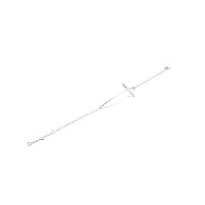 Cross Bracelet Horizontal 925 Sterling Silver