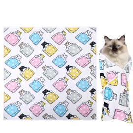 BOXOB Cat Wrap for Grooming, 19.68x19.68 Inch Self-Adherent Soft Cat Swaddle Wrap Cat Restraint Wrap for Cutting Claws Clipping Nails Anti-Bite & Anti-Scratch Blanket Wrap for Cats up to 9 Pounds
