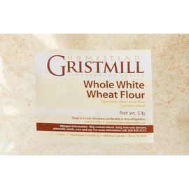 Homestead Gristmill Stone Ground Whole White Wheat Flour - Non-GMO, Chemical-Free Artisanally Milled from Hard White Wheat Berries - Long Shelf Life - Made In The USA - 5 Pounds