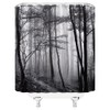Misty Grey Forest Shower Curtain Black and White Tree Heavy