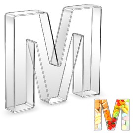Uiifan 10'' Acrylic Letter Box Form Tray Display Fillable Letter Charcuterie Box Acrylic Candy Dish for Birthday Party Reusable Plates for Food, Not Include Lid(Clear,Letter M)