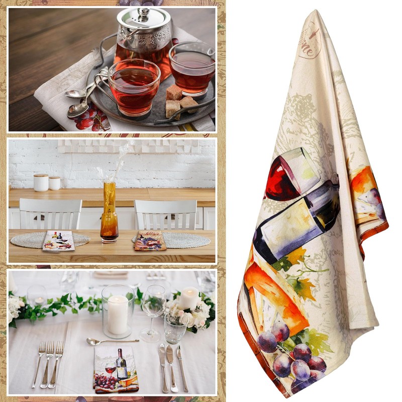 Bencailor 6 Pcs Red Wine Kitchen Towels Decorative Sets Dish
