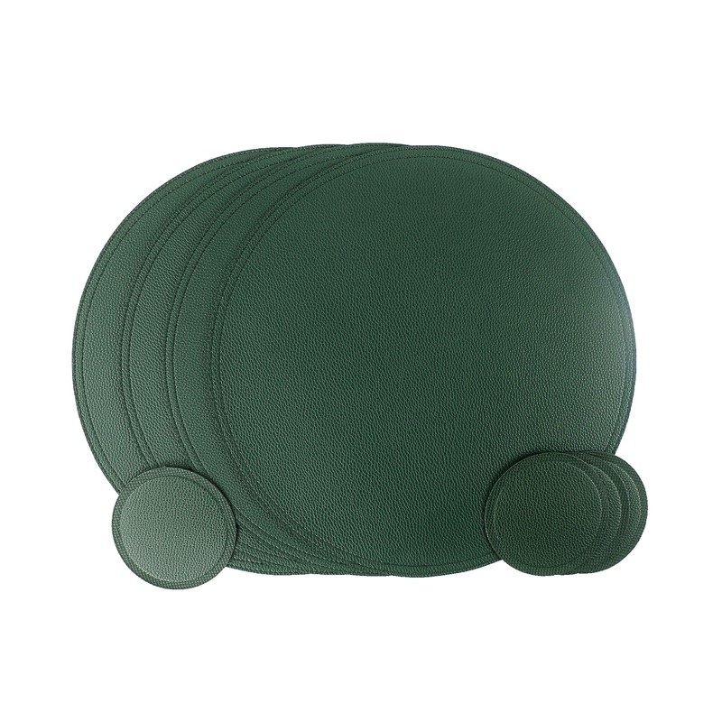 Faux Leather Round Placemats and Coasters, Disko Table Mats and
