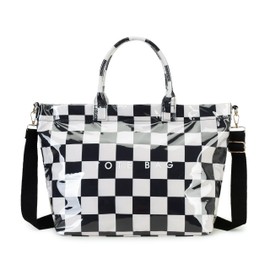 GISMTR Large PVC Tote Bag for Women Letters Print Handbags Kraft Paper Shoulder Bag for Work Travel