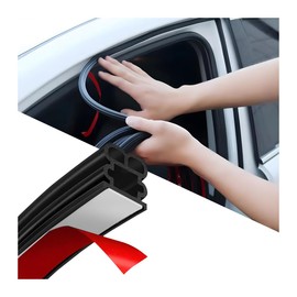 Sandfren Car Door Seal Strip, 52.49ft Rubber Double Layer Self Adhesive Automotive Weather Stripping for Windows Hood Trunk, Soundproofing Vehicle Sealing Strip Accessories, Universal Fit