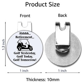 Hafhue Ahhhh Retirement Golf Yesterday Golf Ball Marker with Magnetic Hat Clip, Funny Golf Accessories and Golf Gifts for Men Women Grandma Grandpa, Birthday Retirement Gifts for Golf Fan Golf Lover