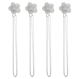 PATIKIL Magnetic Curtain Tiebacks, 4 Pack Resin Flower Drapery Holdbacks, Vintage Curtain Holdbacks Rope, Magnetic Window Drapery Decorative for Home, Cafe, Office, Silver Tone