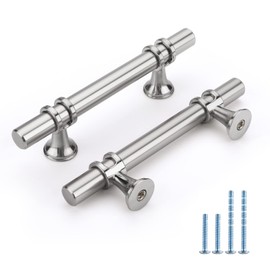 Rergy 10 Pack Cabinet Pulls Brushed Nickel 3inch(76mm) Cabinet Pulls Solid Modern Drawer Pulls Hardware Pulls for Kitchen
